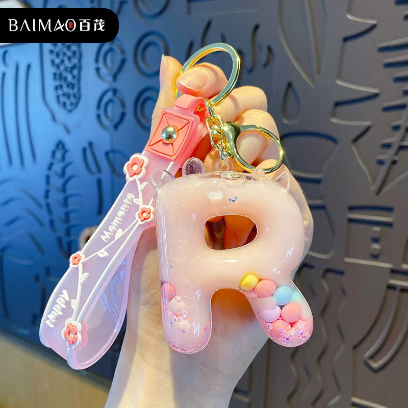 Alphabet Liquid Keychain