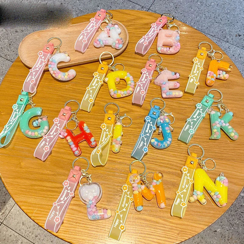 Alphabet Liquid Keychain