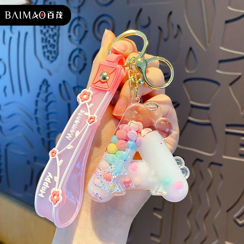 Alphabet Liquid Keychain