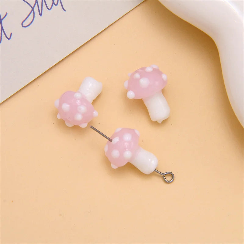 Mini Glass Mushroom Beads