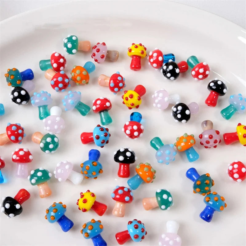 Mini Glass Mushroom Beads