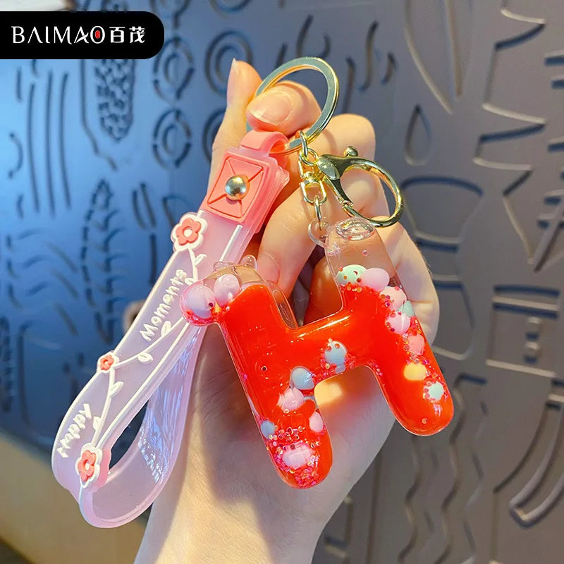 Alphabet Liquid Keychain