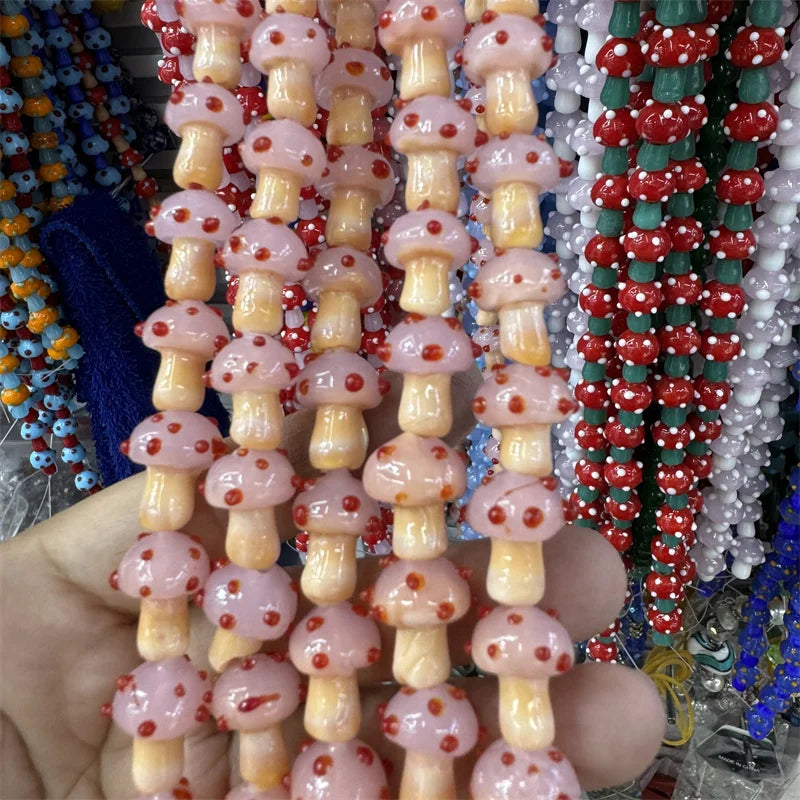 Mini Glass Mushroom Beads