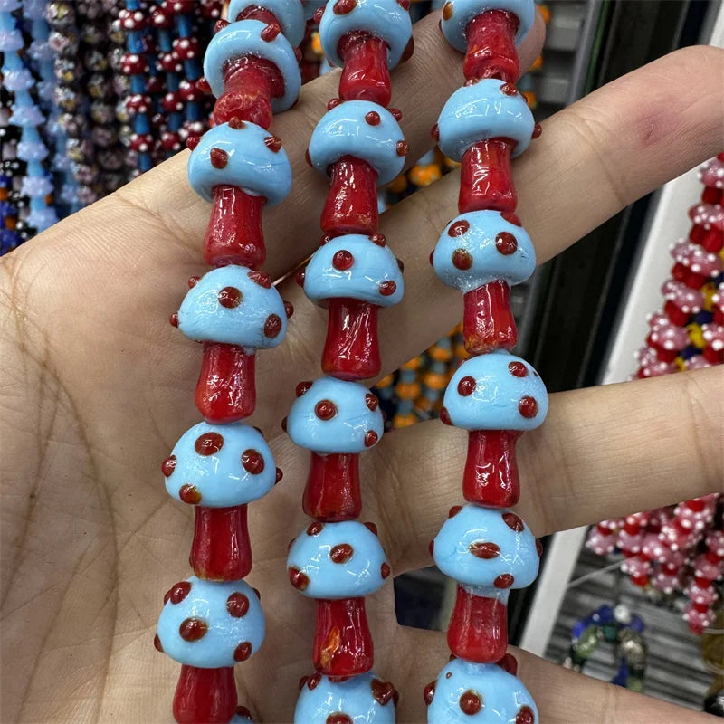 Mini Glass Mushroom Beads