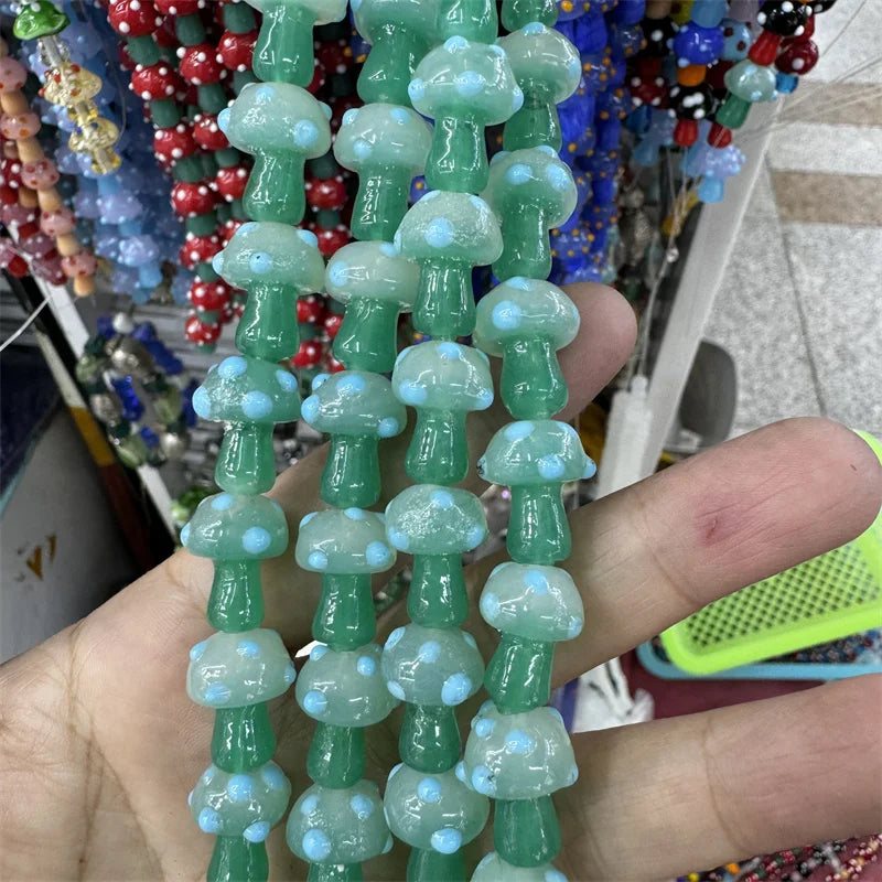 Mini Glass Mushroom Beads