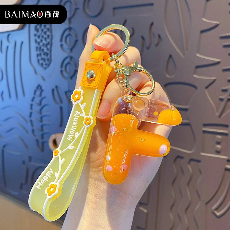 Alphabet Liquid Keychain