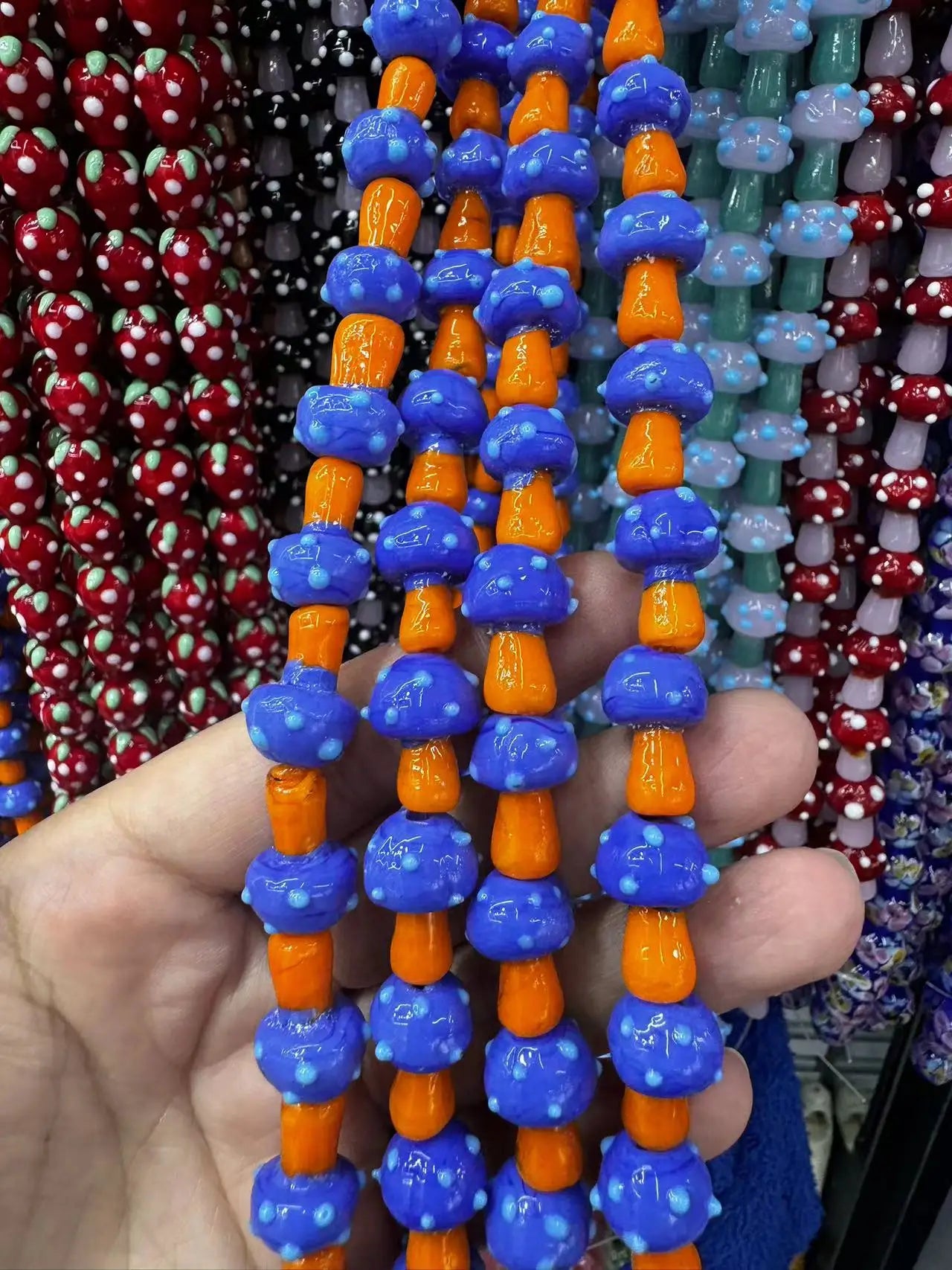 Mini Glass Mushroom Beads