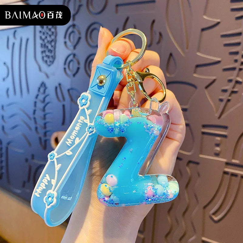 Alphabet Liquid Keychain