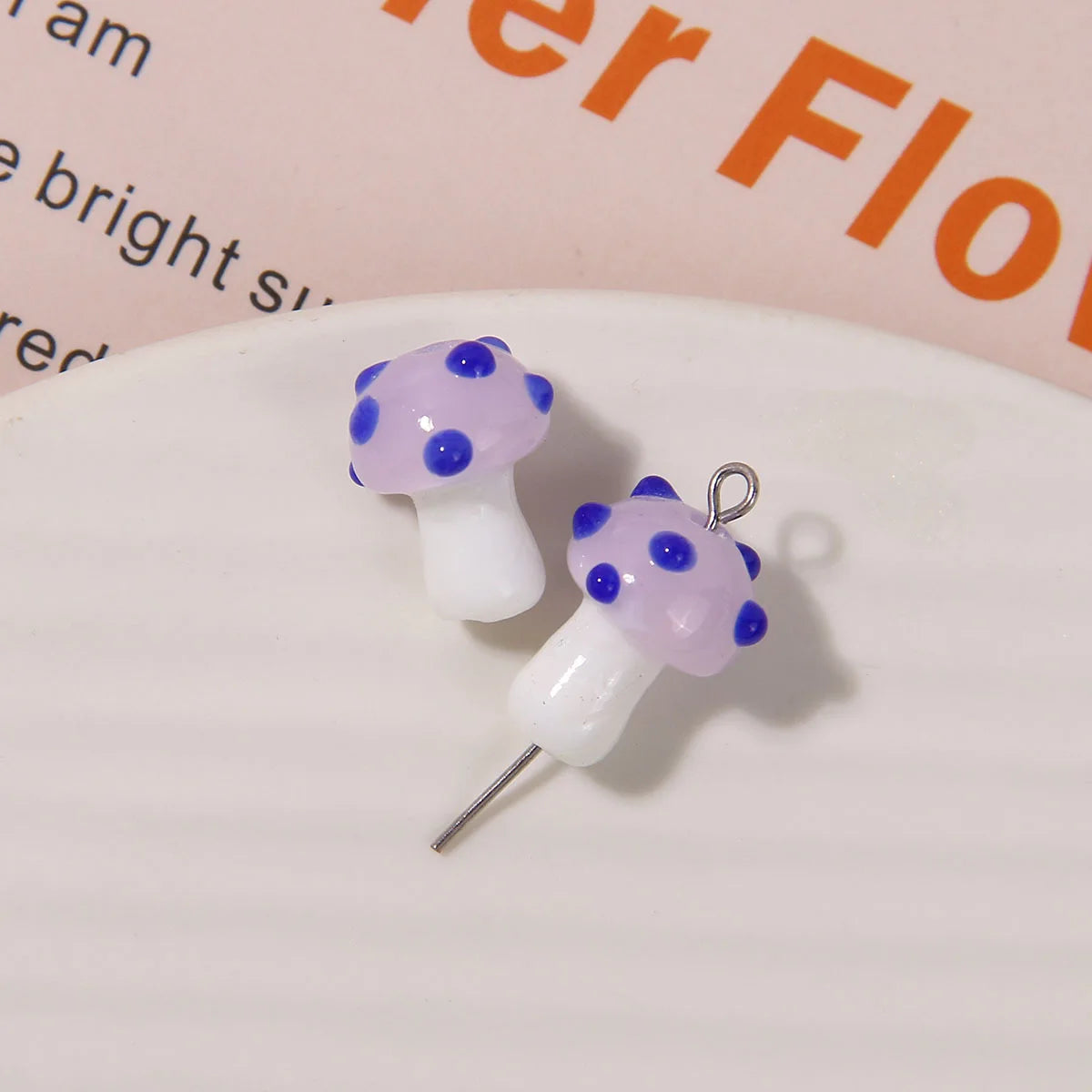 Mini Glass Mushroom Beads