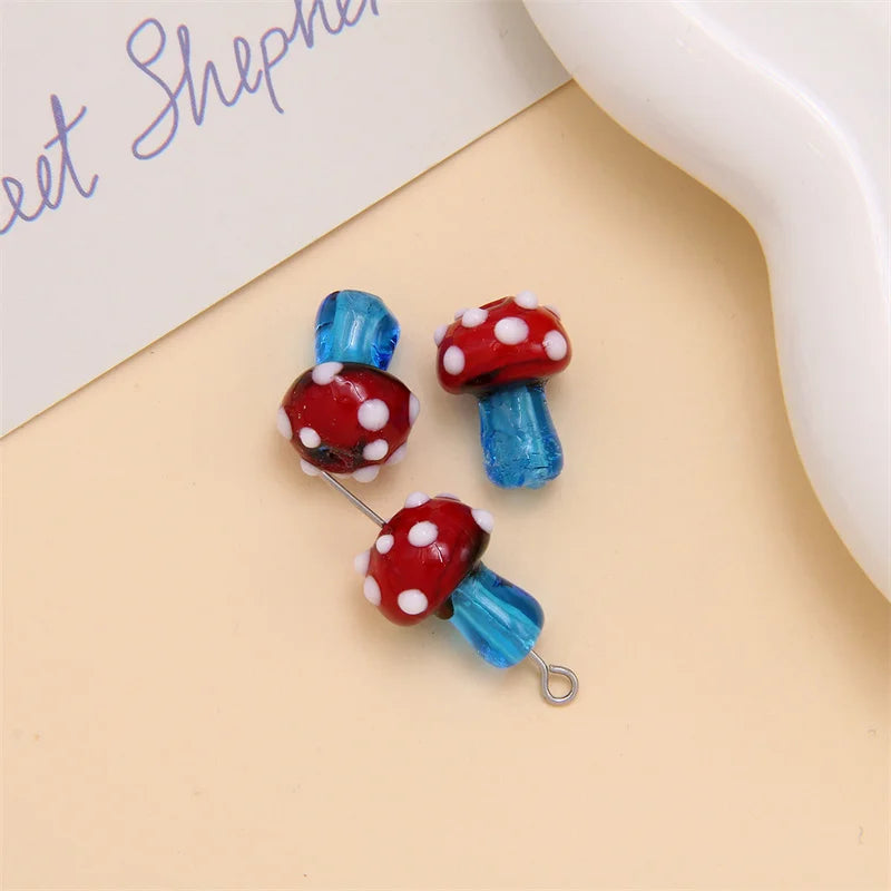Mini Glass Mushroom Beads