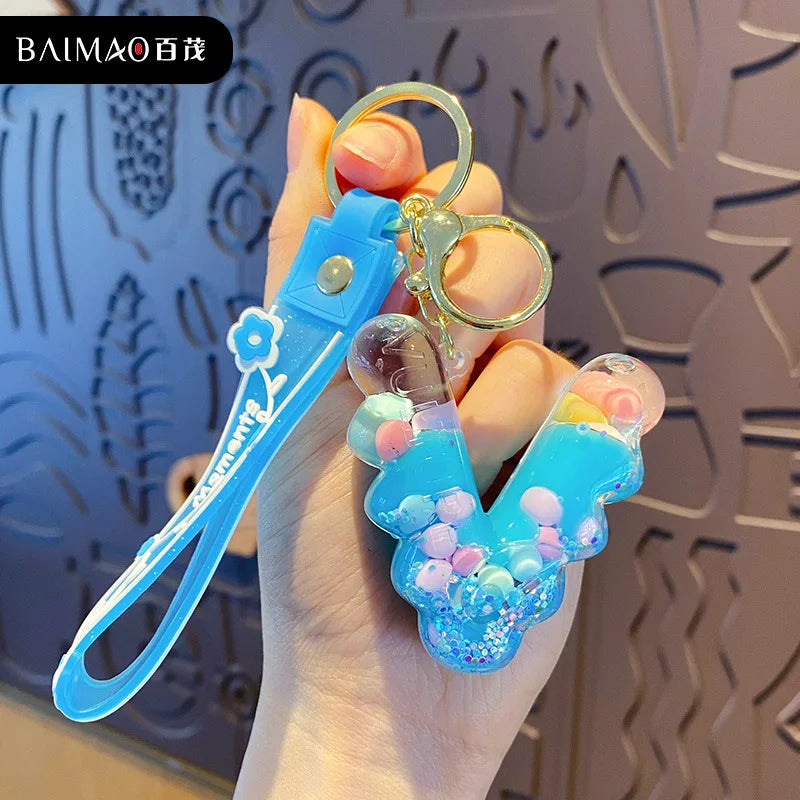 Alphabet Liquid Keychain