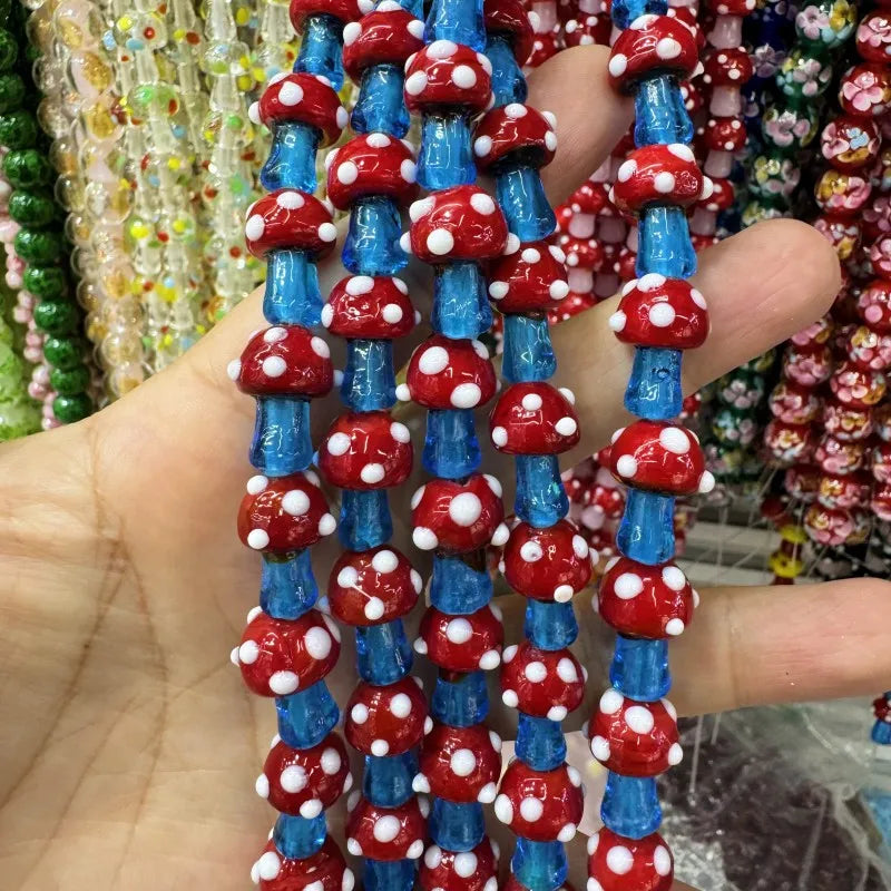 Mini Glass Mushroom Beads