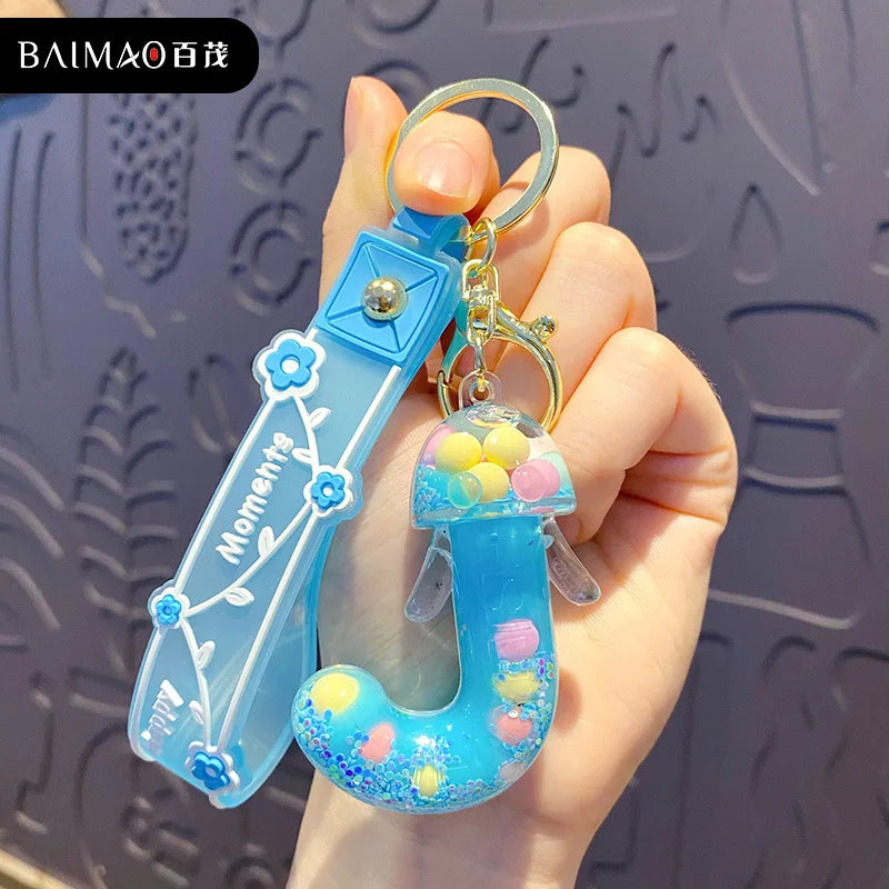 Alphabet Liquid Keychain