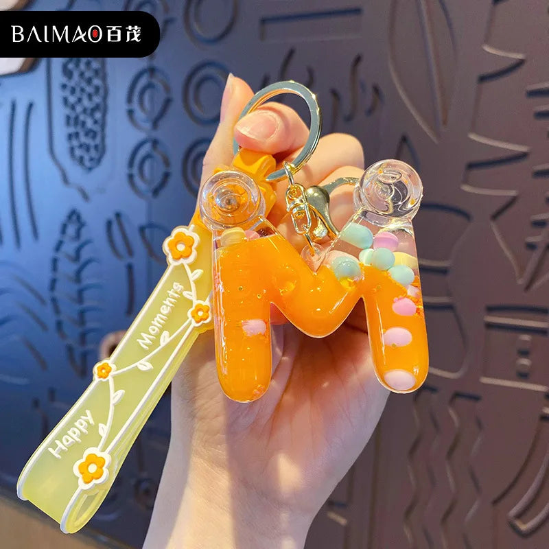 Alphabet Liquid Keychain