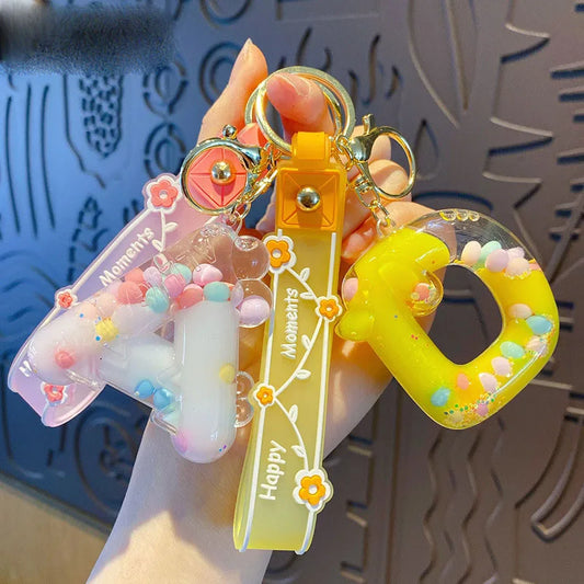 Alphabet Liquid Keychain