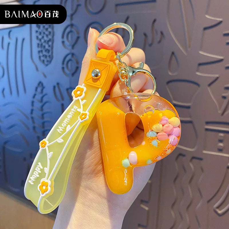 Alphabet Liquid Keychain