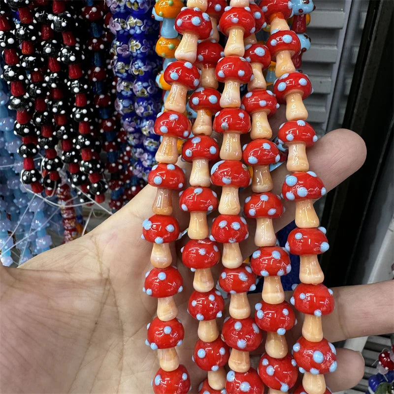 Mini Glass Mushroom Beads