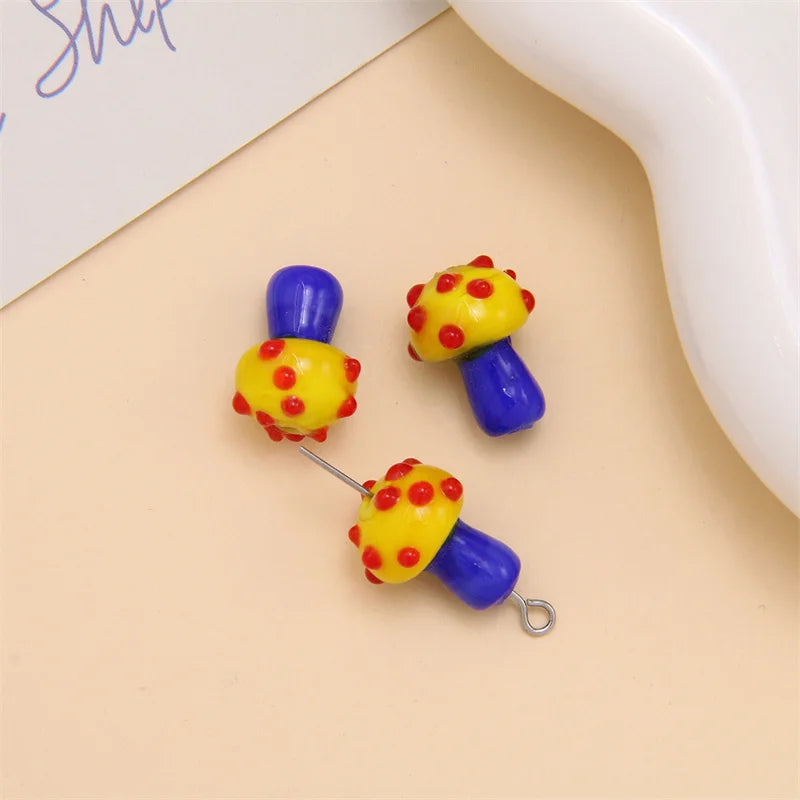Mini Glass Mushroom Beads