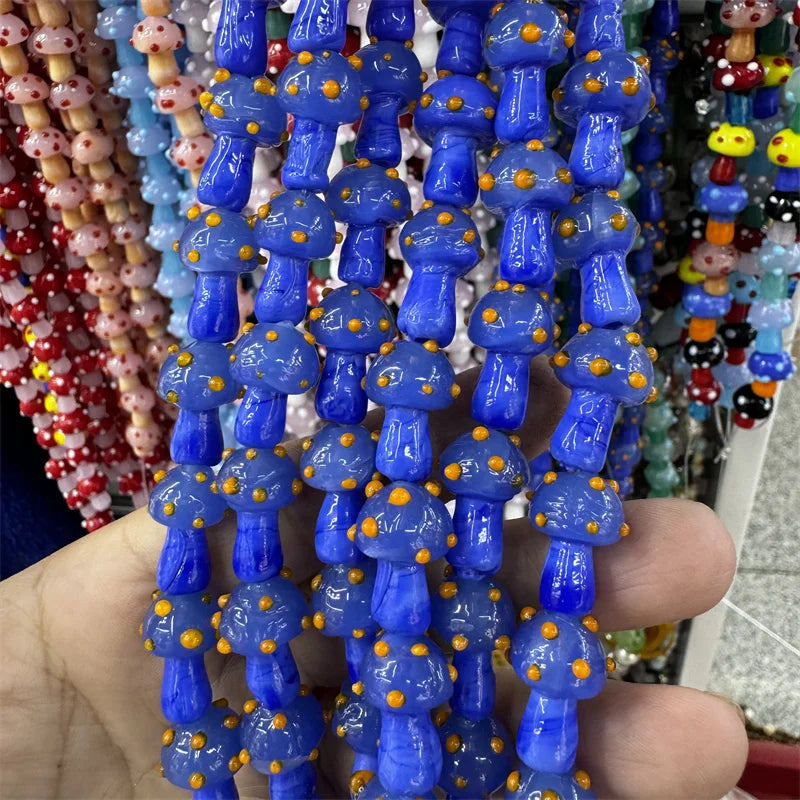 Mini Glass Mushroom Beads