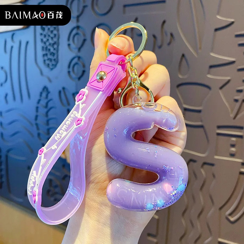 Alphabet Liquid Keychain