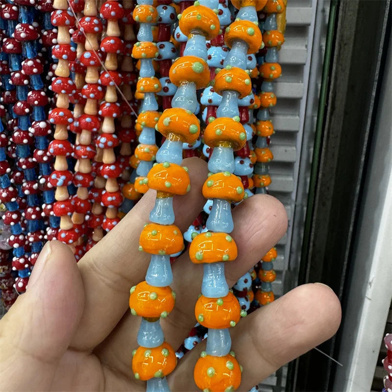 Mini Glass Mushroom Beads