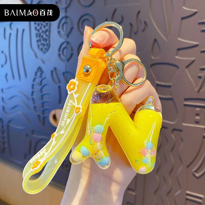 Alphabet Liquid Keychain