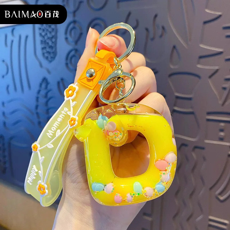 Alphabet Liquid Keychain