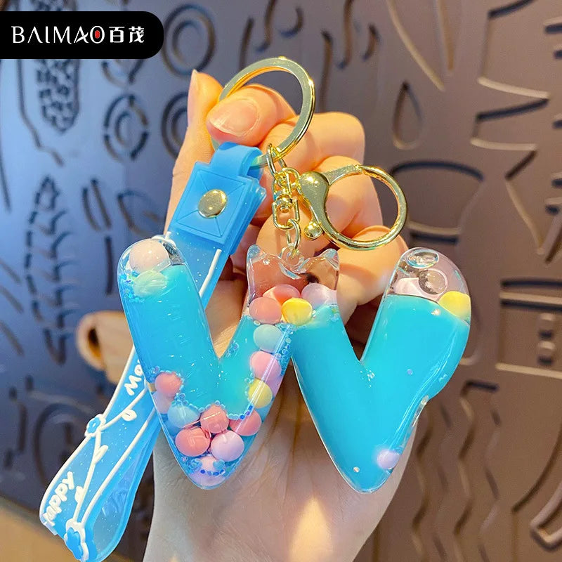 Alphabet Liquid Keychain