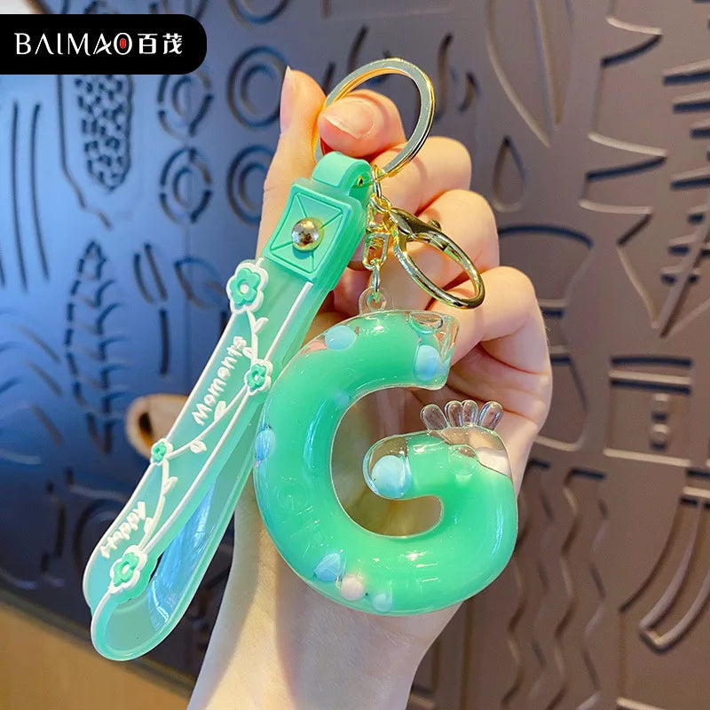 Alphabet Liquid Keychain