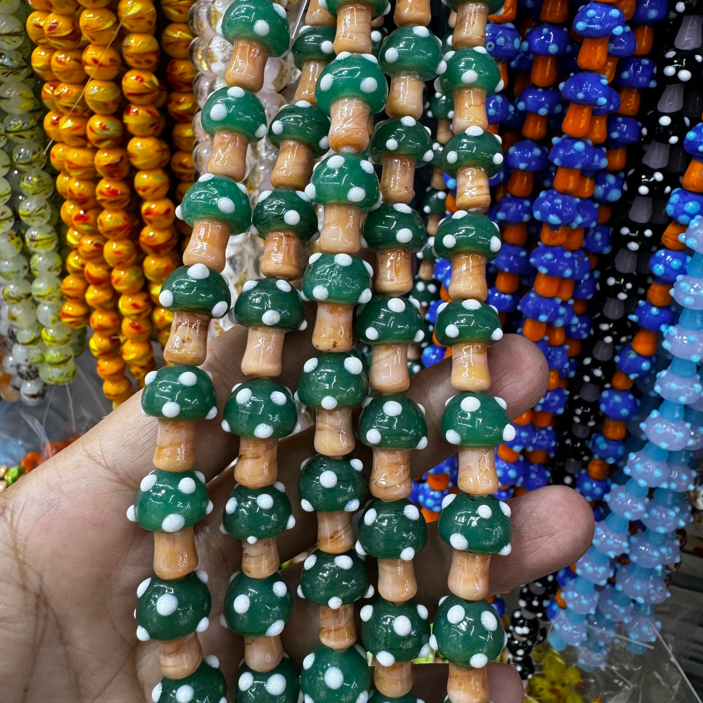 Mini Glass Mushroom Beads