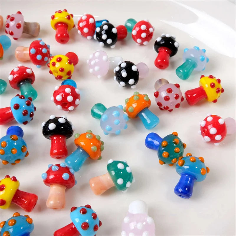 Mini Glass Mushroom Beads