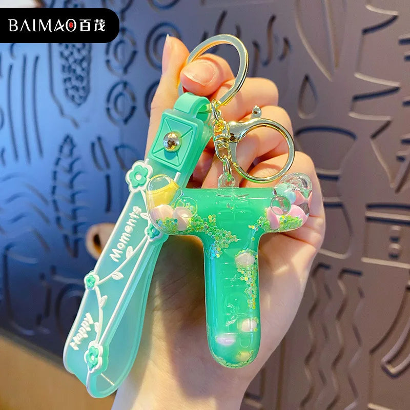 Alphabet Liquid Keychain