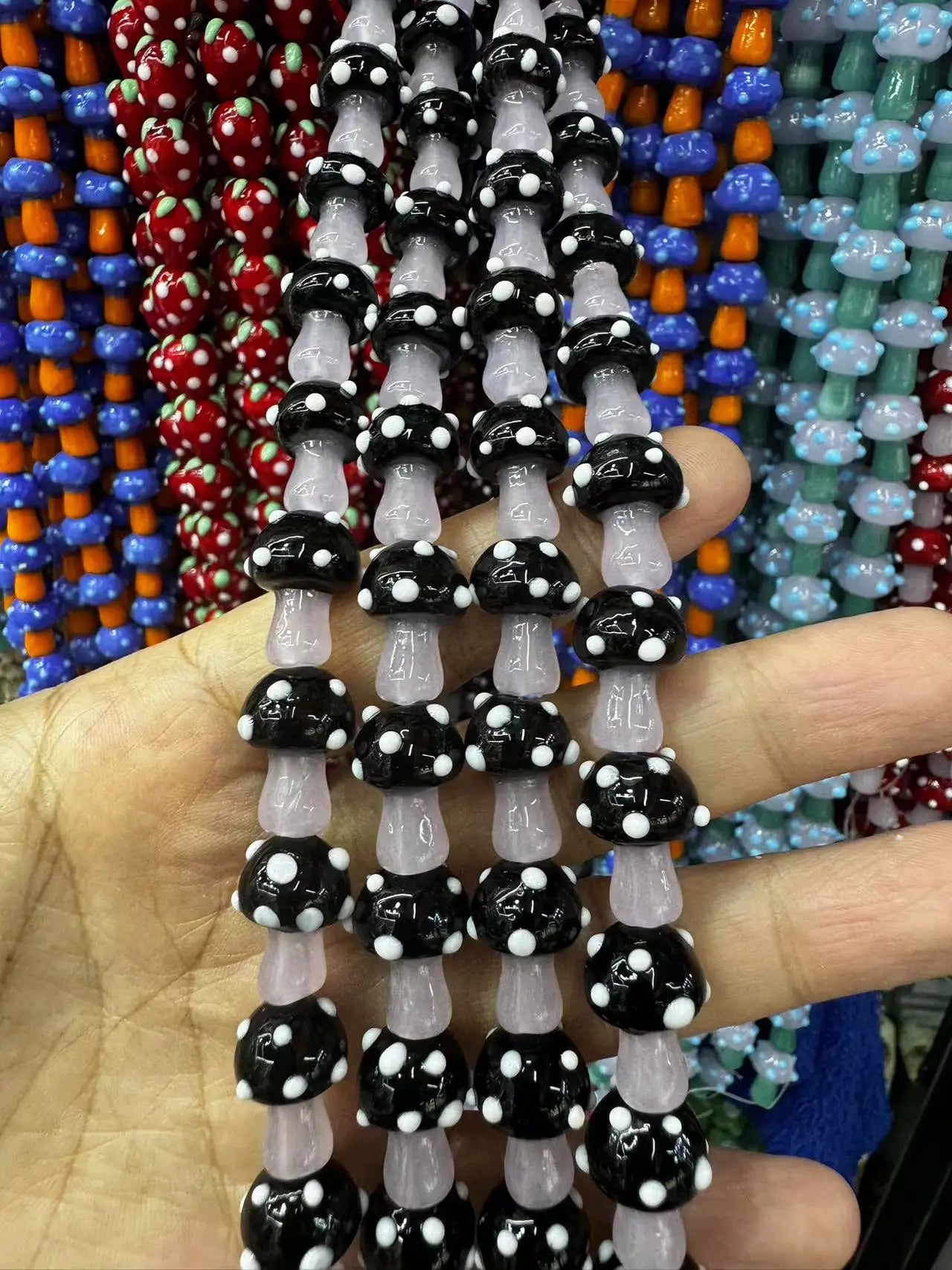 Mini Glass Mushroom Beads