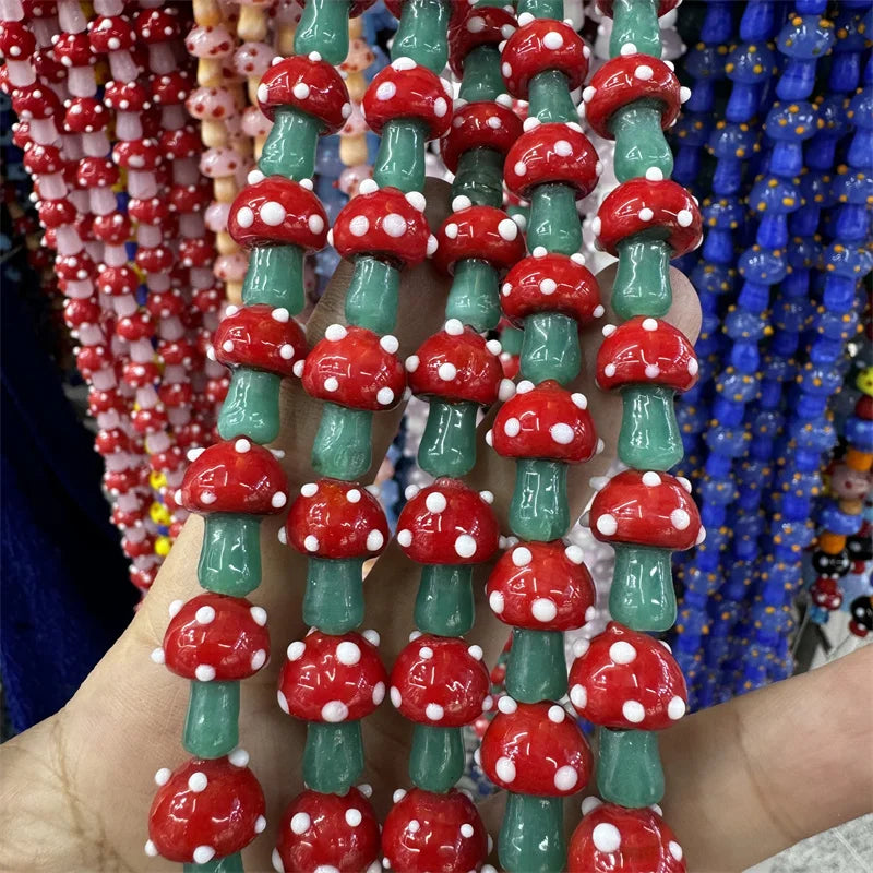 Mini Glass Mushroom Beads