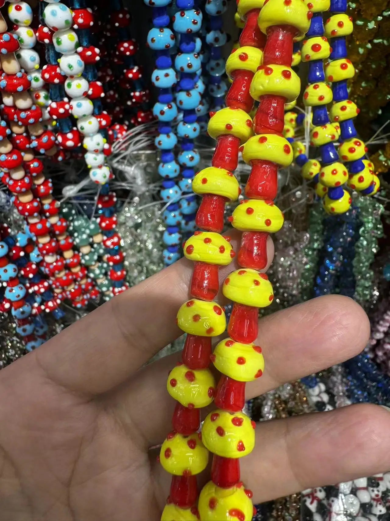 Mini Glass Mushroom Beads