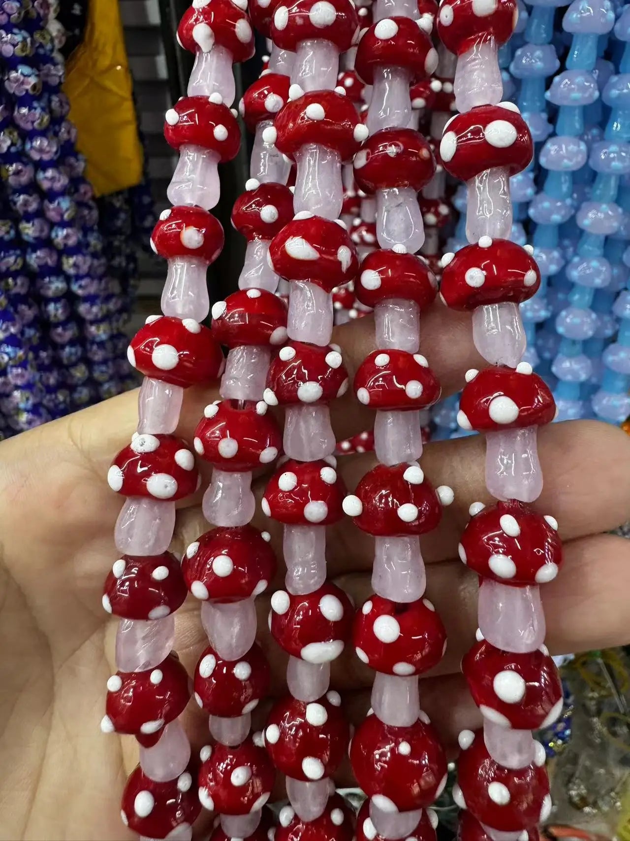 Mini Glass Mushroom Beads