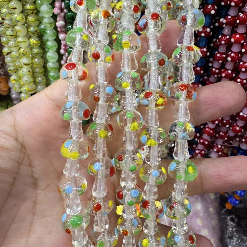 Mini Glass Mushroom Beads