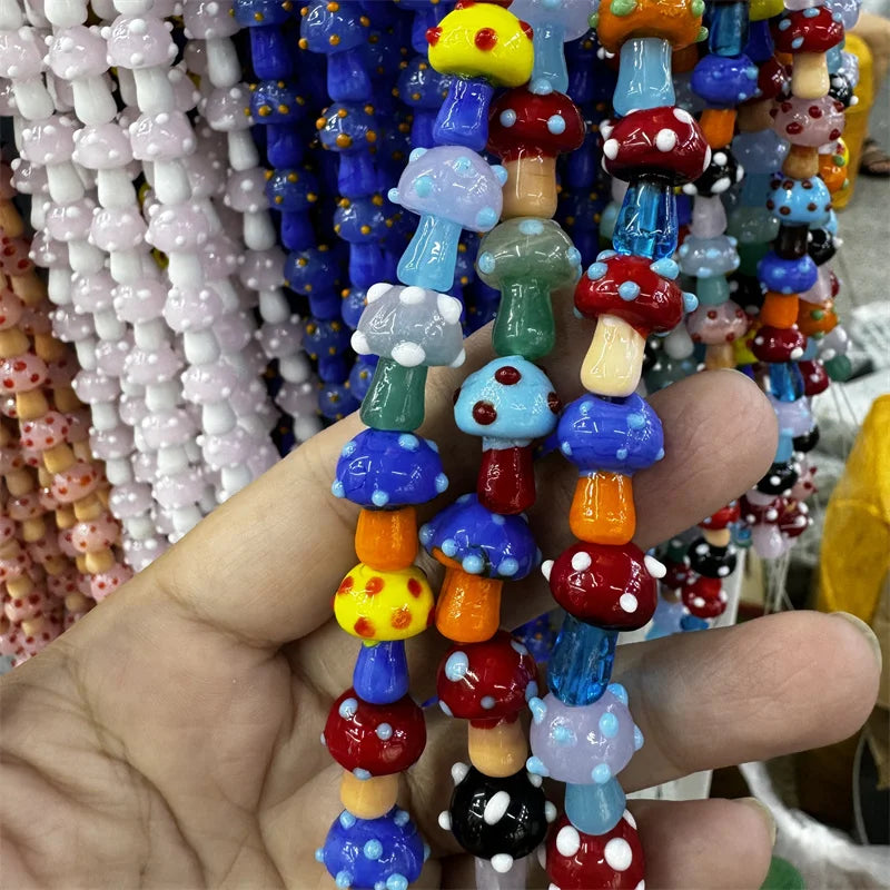 Mini Glass Mushroom Beads
