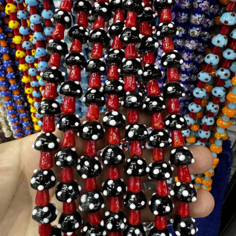 Mini Glass Mushroom Beads