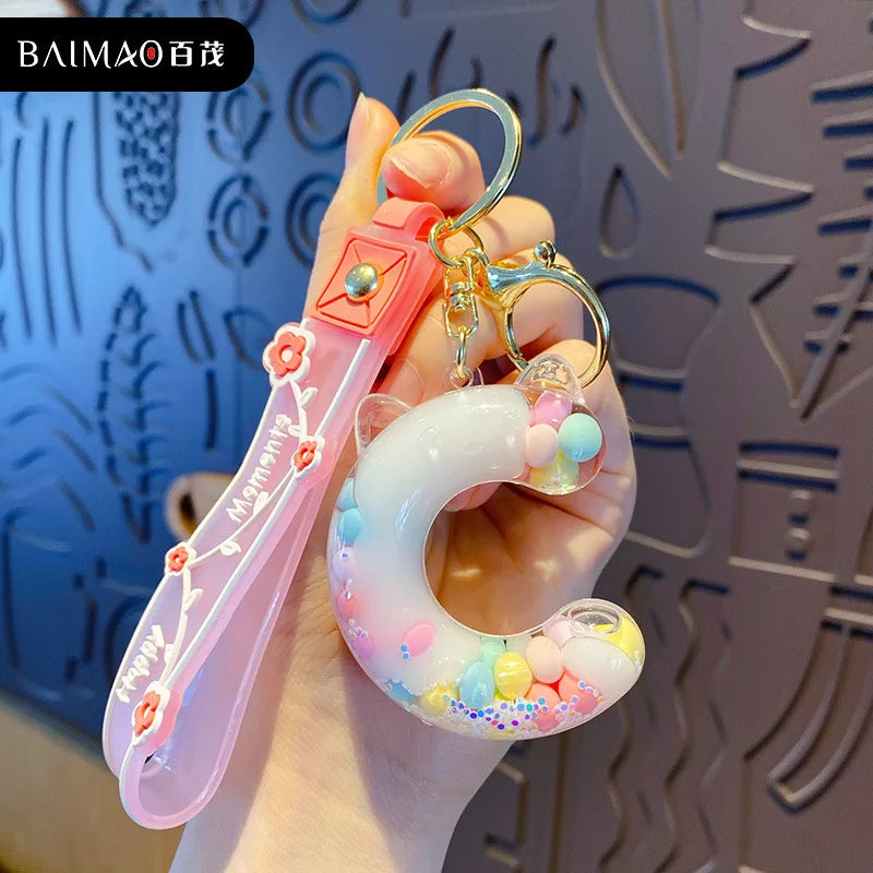 Alphabet Liquid Keychain